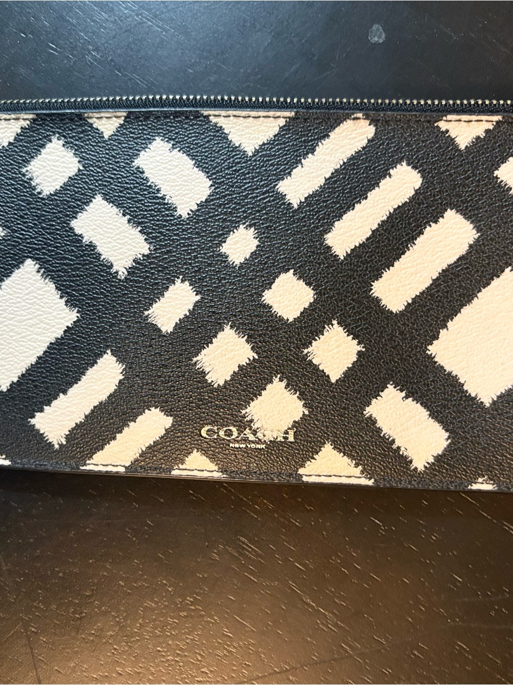 Coach Bleecker 50870 Black White Print Clutch